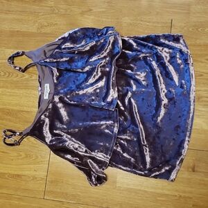 Grayson Threads Frosty lavender crushed velvet ruffled tank S